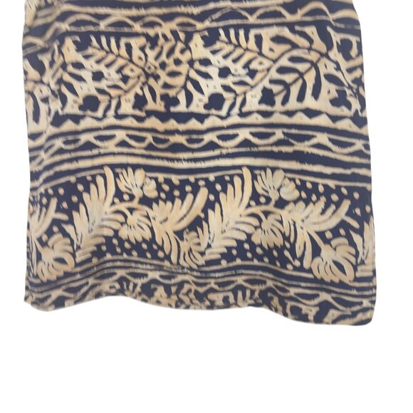 Vintage 90´ Express Womens 100% Silk Sleeveless Top L Navy-Beige Tropical Print - Picture 9 of 11